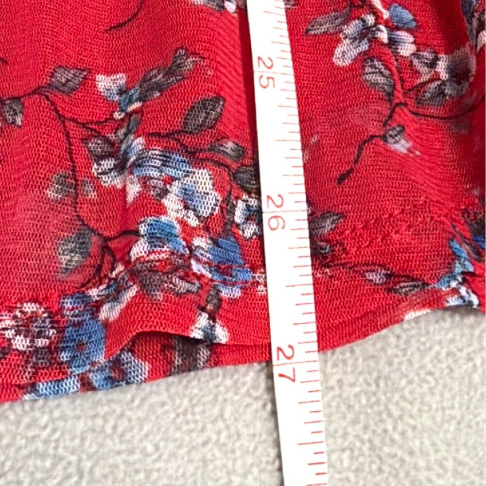 Sleeveless Red Floral sleevless Top Tiered Ruffle Hem Womens Large Lightweight - Picture 6 of 6